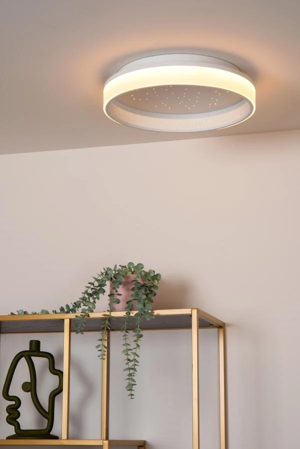 Lucide ESTREJA - Plafonnier - Ø 40 cm - LED 3 StepDim - CCT - 2500K/3000K - Blanc - ambiance 1